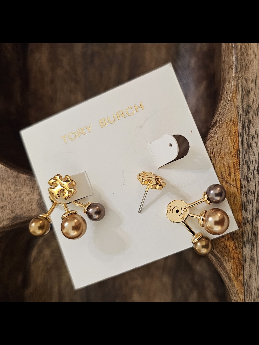 $150 Tory Burch Women's Moondance/Kira Pearl Front-Back Earrings, New
